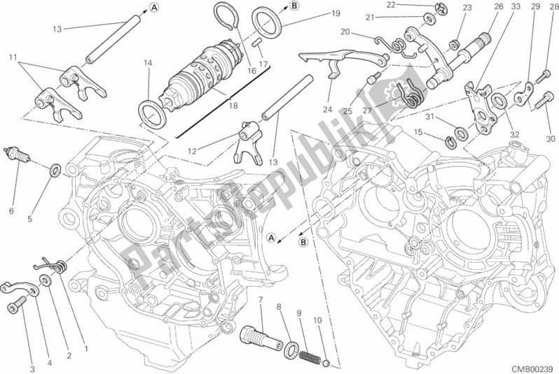 Todas as partes de Shift Cam - Garfo do Ducati Superbike 848 USA 2010